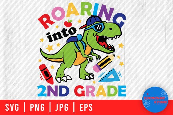 Roaring in 2nd Grade, T Rex School Svg – A Dynamic Graphic Design Asset for Creative Branding