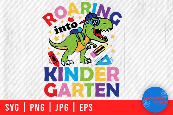 Roaring in Kindergarten: A Playful T Rex School Graphic for Crafts and Branding